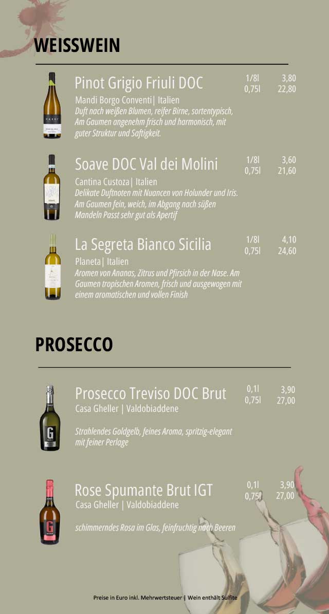 Restaurant Livorno Weinkarte