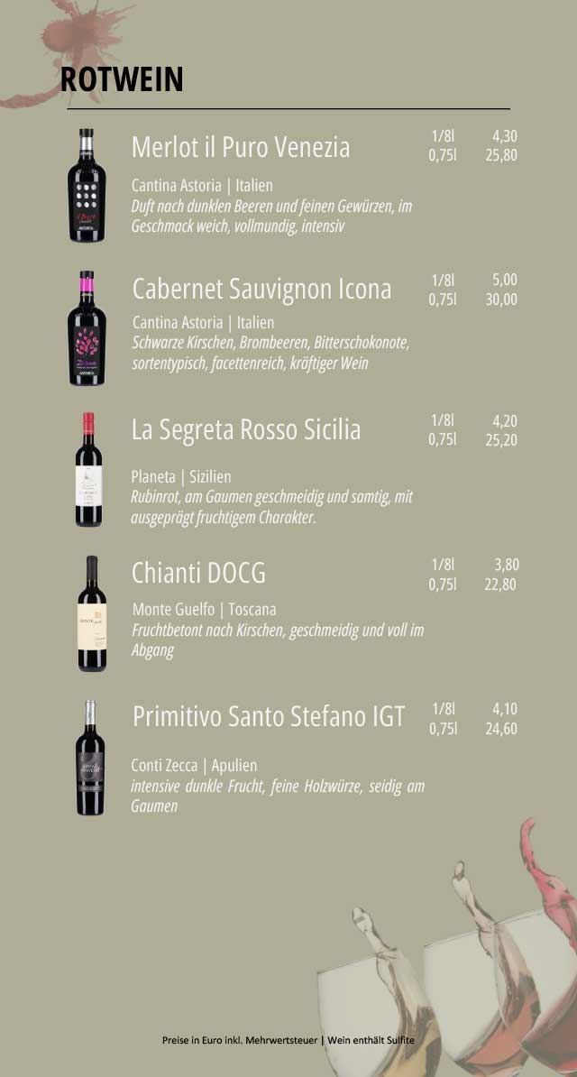 Restaurant Livorno Weinkarte
